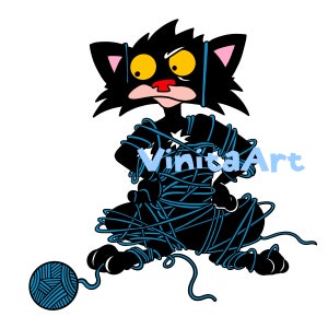 Bedtime For Bad Kitty, storybook clipart, printable, digital download image 5