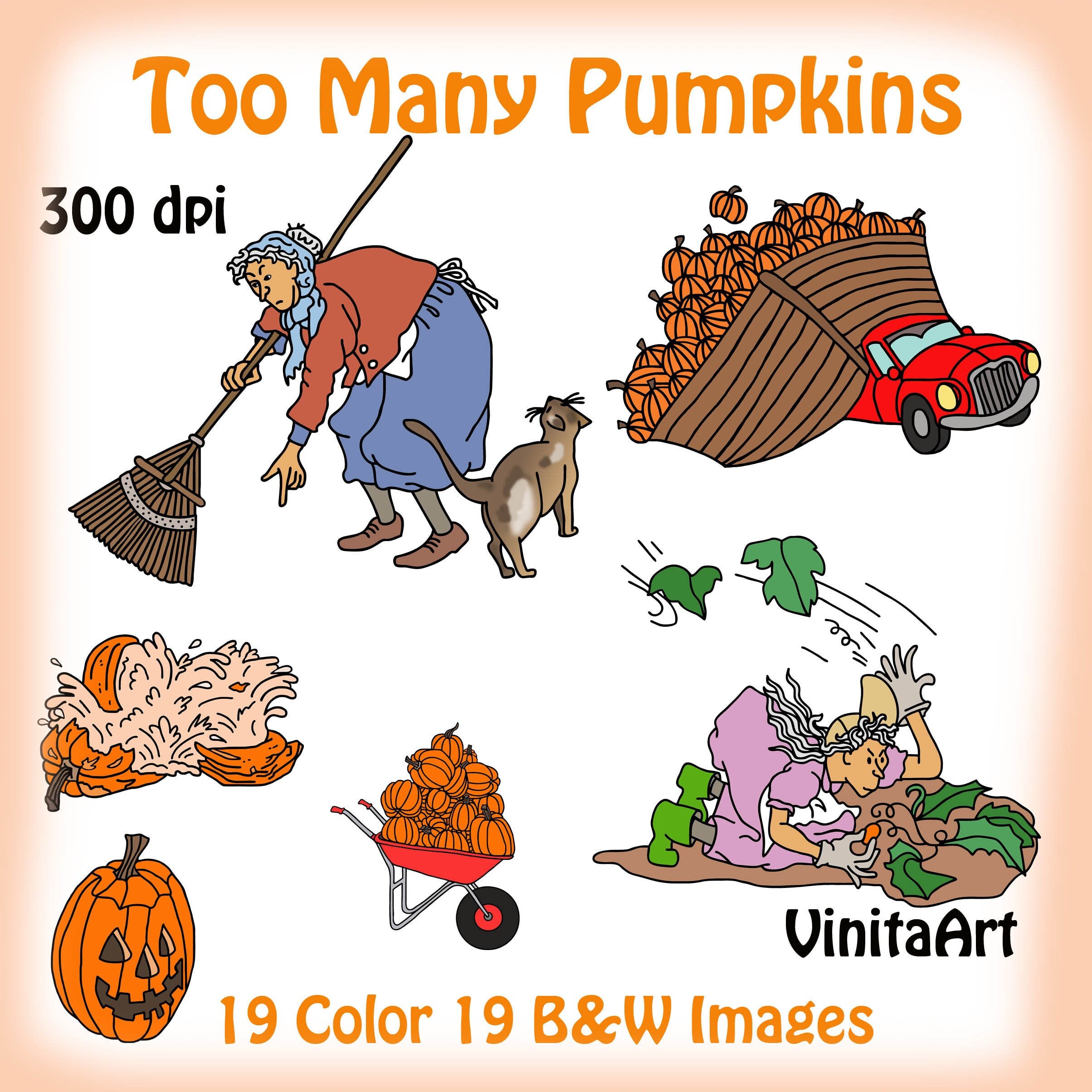 Too Many Pumpkinsstorybook Clip Art Digital Printables Etsy