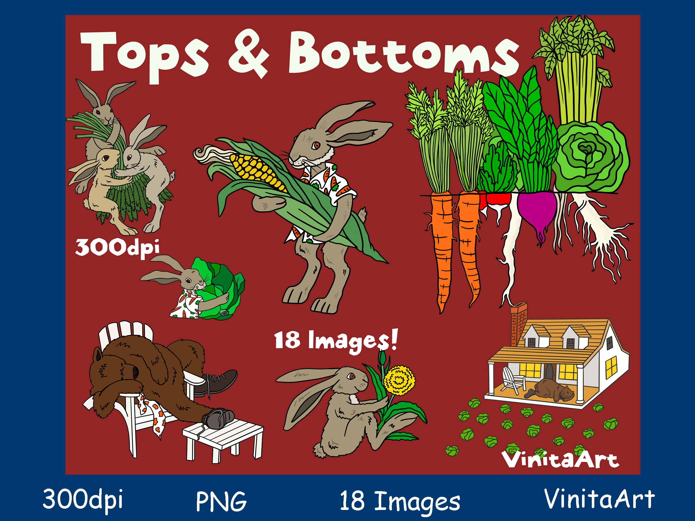 Tops And Bottoms Storybook Clipart Digital Download Etsy Uk