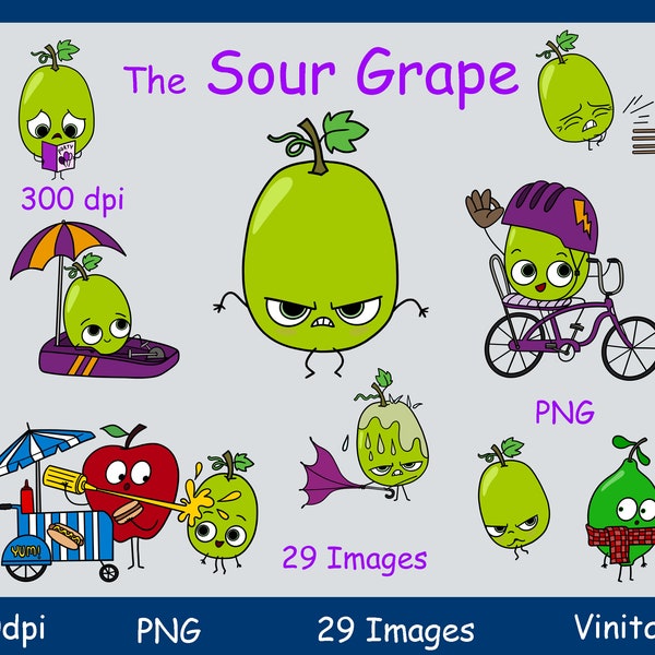 The Sour Grape storybook clipart, digital download, printable, coloring pages, new storybook