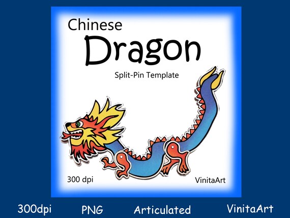 Chinese Dragon Split Pin Craft Printable Articulated Paper | Etsy
