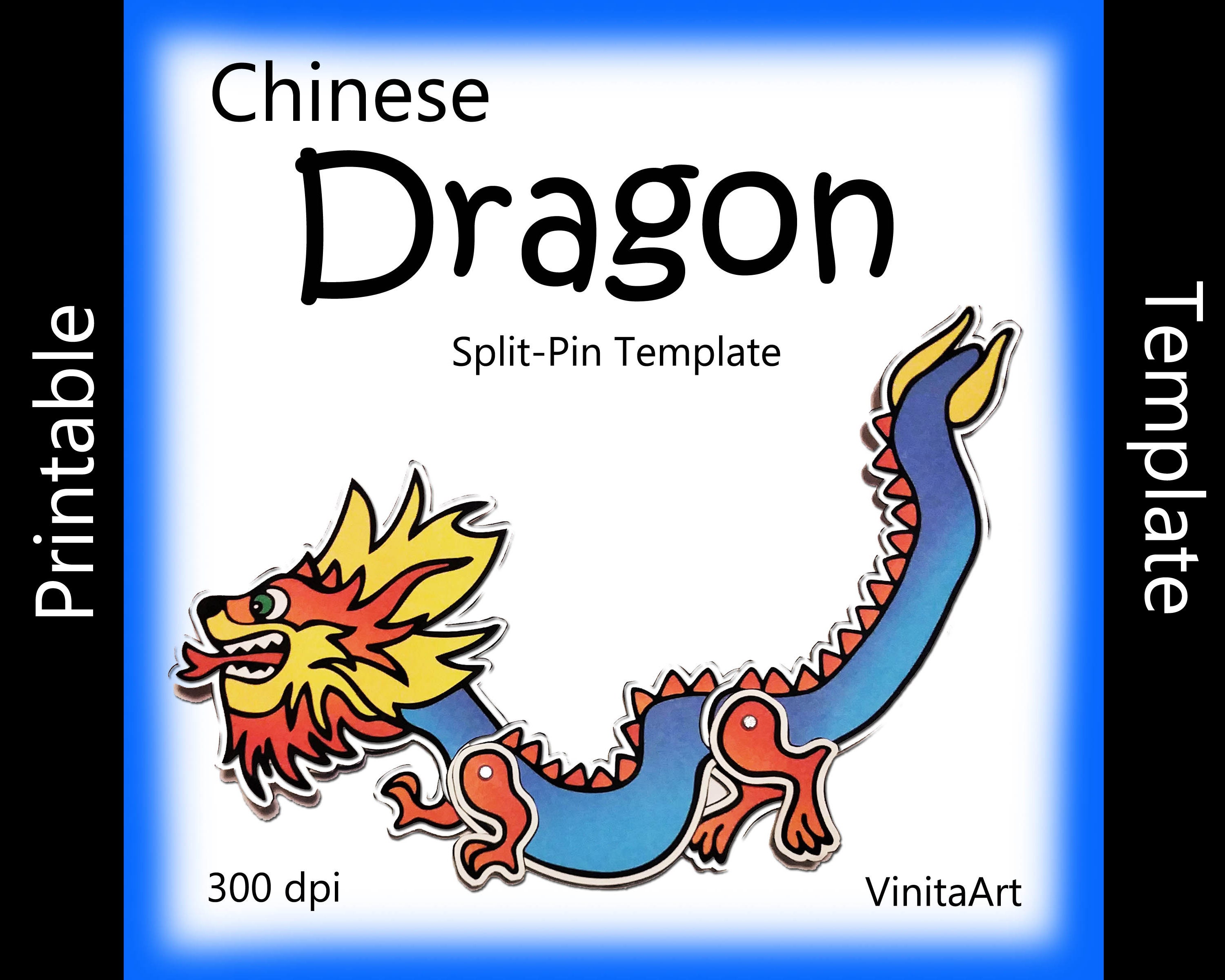 Chinese Dragon Split Pin Craft Printable Articulated Paper Etsy