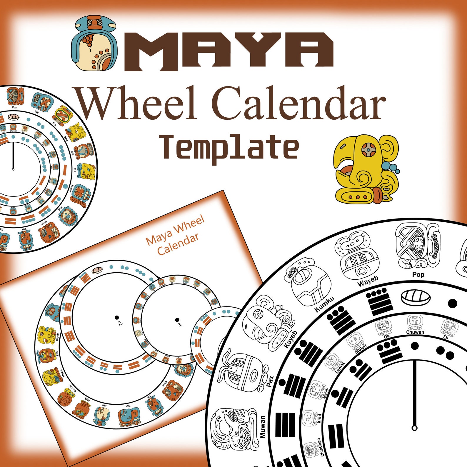 Plantilla Calendario Maya hacer su propio calendario de rueda Etsy
