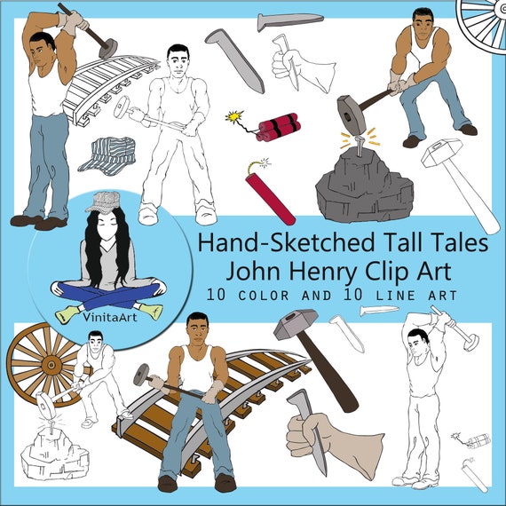 John Henry, Clip Art, Downloadable, Tall Tales, Digital Stamps, Railroad,  Steel, Steel Driving - Etsy Australia
