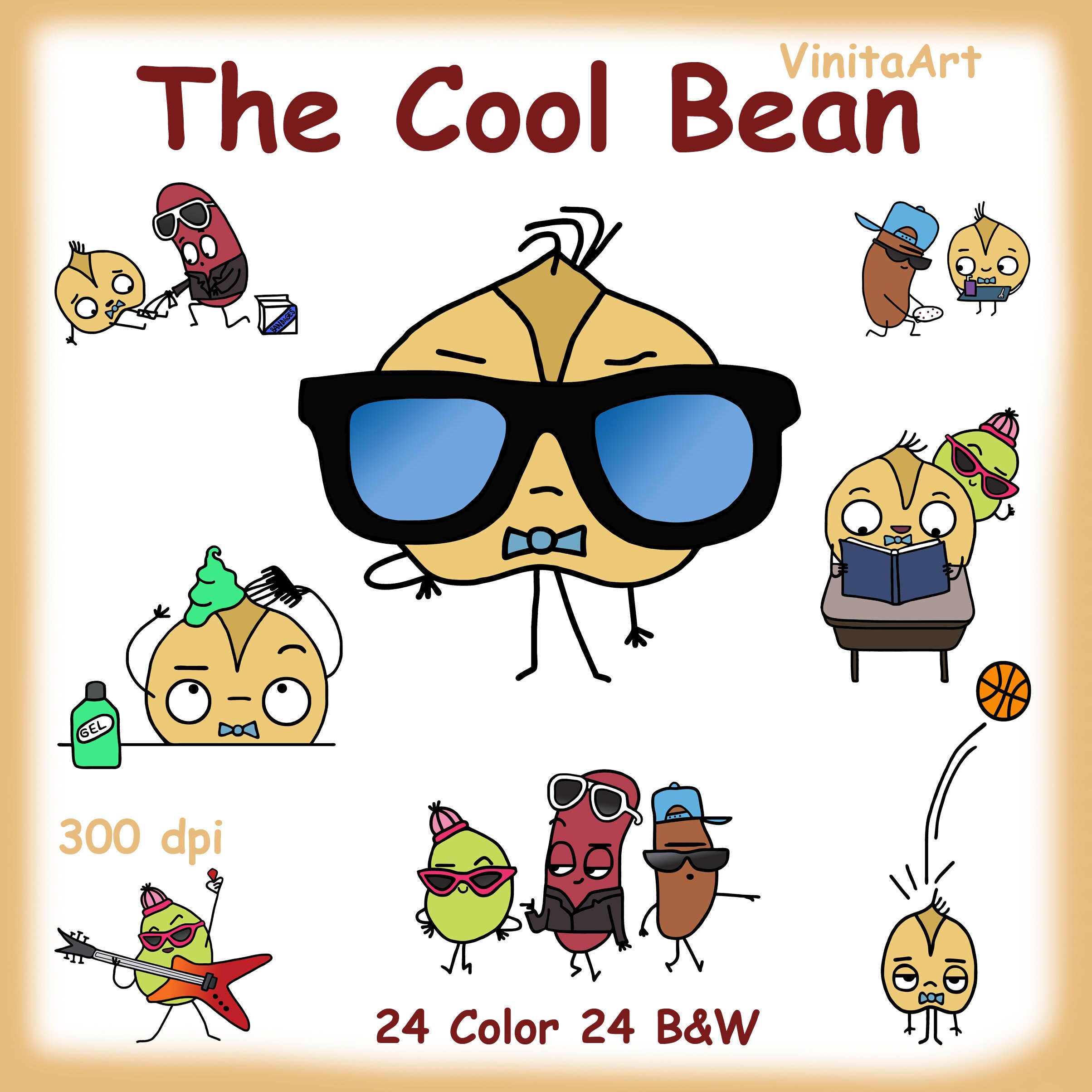 The Cool Bean storybook clip art Jory John digital Etsy