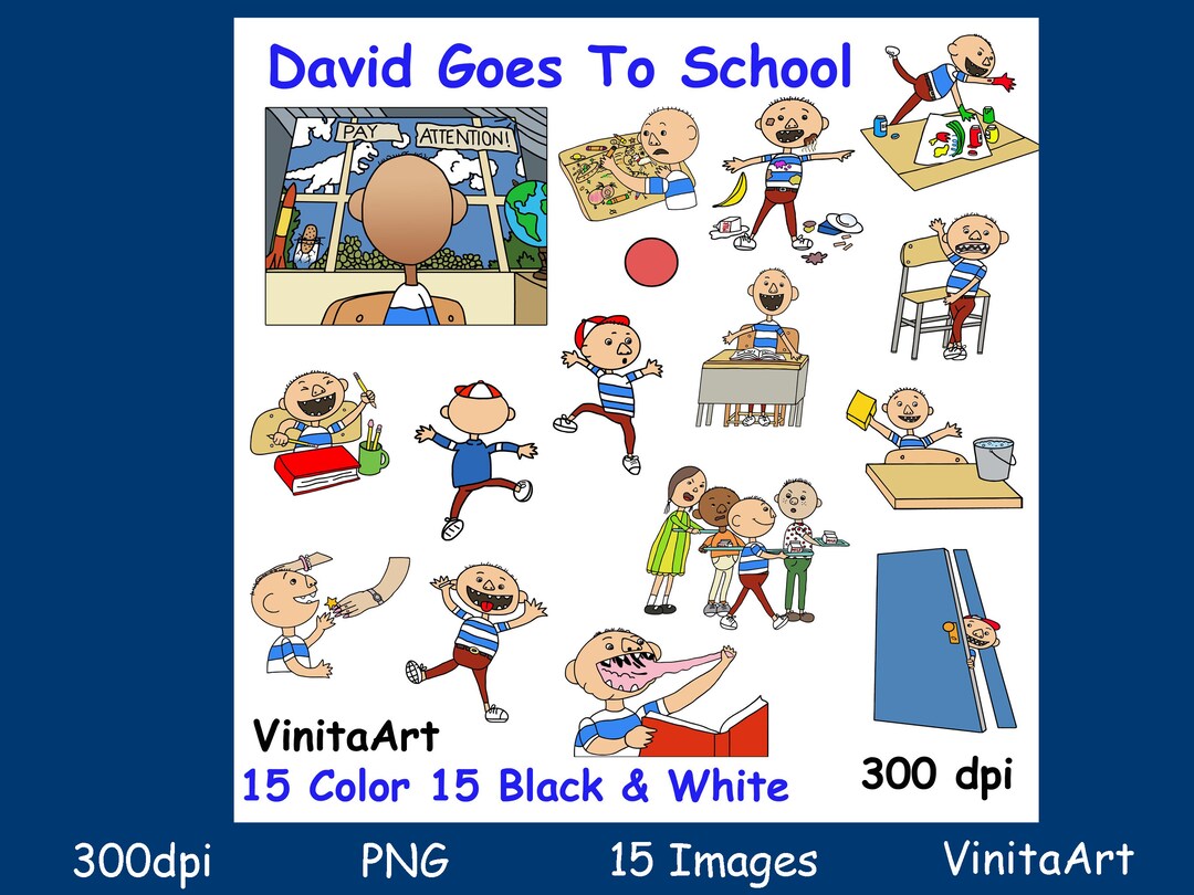 David Goes to School, Story Book, Sequenced Clip Art, Digital Stamps ...