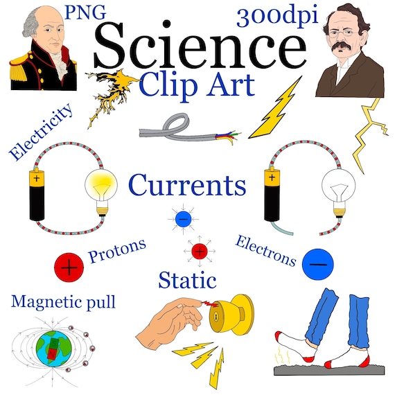 Static Electricity, Magnetic Pull, Science Clipart, Currents, Protons,  Electrons, Digital Download -  Canada