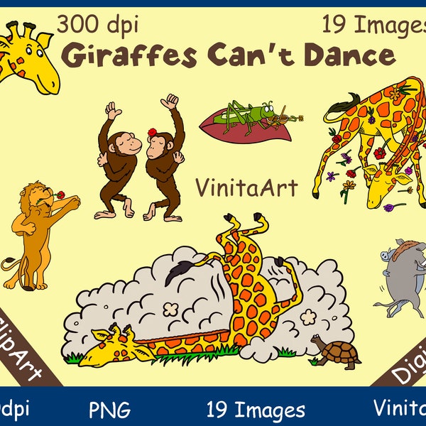 Giraffes Can't Dance, storybook clipart, digital download, teacher resources, Digital Stamps