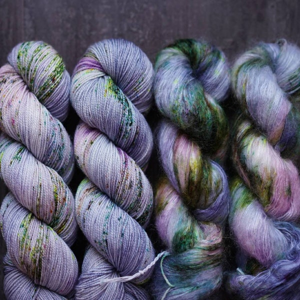 Hand Dyed Yarn - "Lavender" Merino Wool Nylon Fingering weight, Indie dyed yarn, Speckle Sock Yarn 100g skein