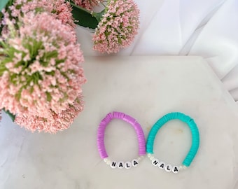 Personalized beaded pearl bracelet/ stacking bracelet/Heishi bracelet