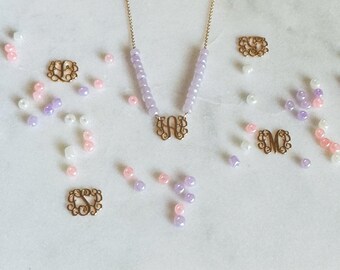 Initial Beads  Monogram Necklace