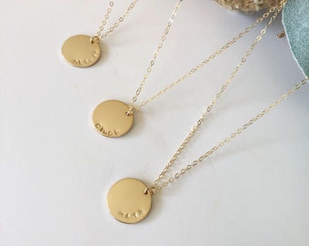 Personalized Gold Filled Disc Necklace/mama necklace/Initial Necklace/Gift For Her/Birthday Gift/Valentines day/ Mother’s Day Gift
