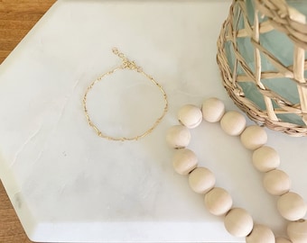 Curve Bar Gold Filled Bracelet / Anklet . Waterproof