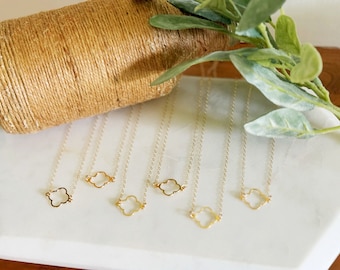 Gold Clover Shape Necklace/Gift for Her/Birthday Gift/Handmade/Bridesmaid Gift/Mother’s  Day Gift