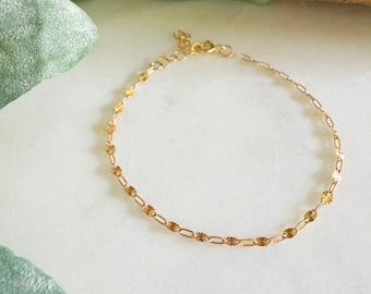 Paperclip Starburst Gold Filled Chain Bracelet/Anklet/Permanent Jewelry