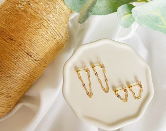 Gold Filled Lace Chain Stud Earrings