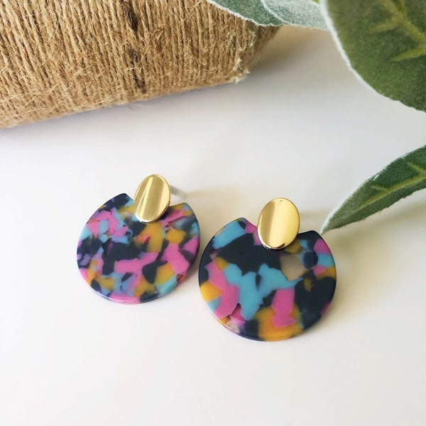 Mixed colorAcrylic Earrings with Oval Posts/Gift for her/Birthday Gift/Mother's Day gift/Bridesmaid Gift/Graduation Gift/ Summer Earrings