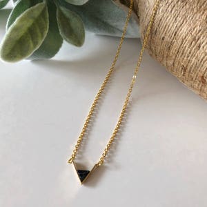 Triangle Black Marble Pattern Stone Necklace/Gift For Her/Birthday Gift/Layered Necklace/ValentinesDay/ Mother’s Day Gift