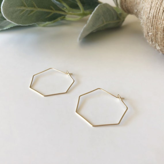 Gifts for Her Multicolored Hexagon Earrings Statement Earrings Gold Earrings