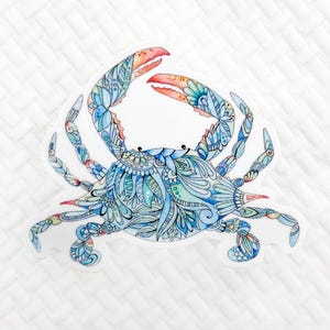 Blue Crab vinyl sticker, crab decal, waterproof sticker for laptop, water bottle, car, stocking stuffer, secret santa gift, Maryland crab