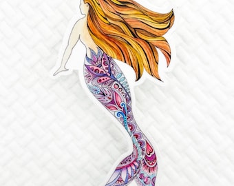 Mermaid Vinyl Sticker, Waterproof Water bottle and Laptop Decal