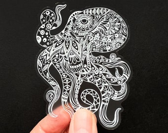 Clear octopus sticker, Octopus sticker, transparent decal, Laptop decal, Octopus vinyl sticker for water bottles, Octopus lover, easter gift