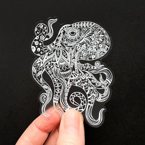 Clear octopus sticker, Octopus sticker, transparent decal, Laptop decal, Octopus vinyl sticker for water bottles, Octopus lover, easter gift