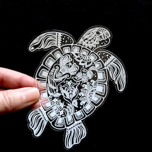 Clear Sea Turtle sticker, water bottle sticker, turtle sticker, transparent decal, Laptop decal, animal vinyl sticker, sea turtle gift
