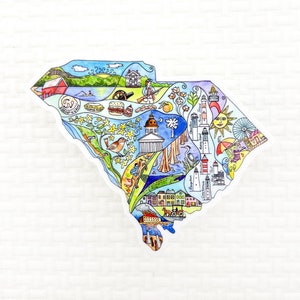 South Carolina Map Vinyl Sticker, Waterproof Laptop Decal bild 1