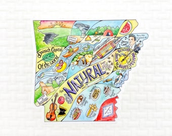 Arkansas vinyl sticker, Arkansas decal, waterproof sticker, Arkansas map sticker, water bottle sticker, Arkansas art, The Natural state