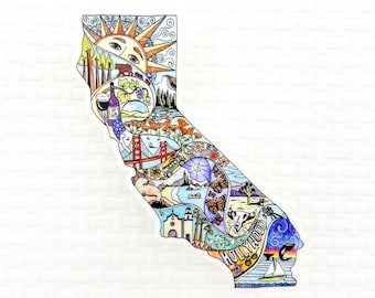 California vinyl sticker, California decal, Laptop decal, California map sticker, water bottle decal, vintage California, stocking stuffer