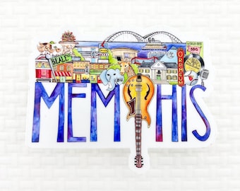 Memphis vinyl sticker, Memphis decal, Laptop decal, phone decal, water bottle decal, Memphis bridge, pyramid, Beale St, Peabody ducks