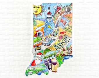 Indiana vinyl sticker, Indiana decal, Laptop decal, Indiana map, water bottle decal, Indiana housewarming gift, hoosier state, Indiana corn