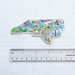 North Carolina magnet, North Carolina car magnet, Refrigerator magnet, state map illustration, housewarming gift, going away gift, state art image 2
