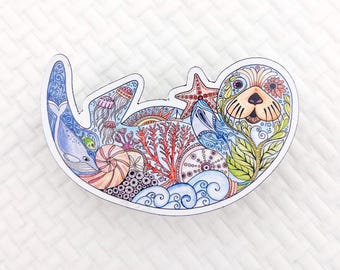 Sea Otter Magnet: Vinyl, Decorative Car/Refrigerator Art