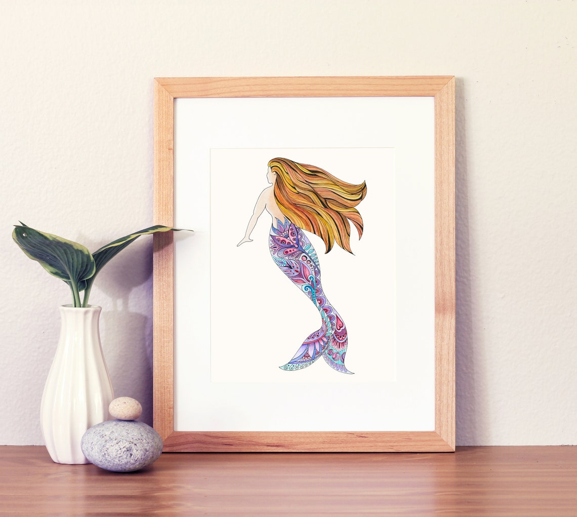 Mermaids Mermaid Art Mermaid Wall Decor Mermaid Painting Etsy