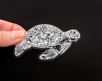 Clear sea turtle sticker, waterproof, scratch and uv resistant sticker for water bottles, laptops, cars or even cell phones, sea turtle art