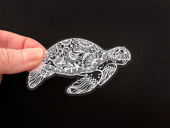 Clear sea turtle sticker, waterproof, scratch and uv resistant sticker for water bottles, laptops, cars or even cell phones, sea turtle art