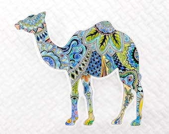 Camel vinyl sticker, Camel decal, Zentangle camel, Laptop decal, Camel sticker, Animal sticker, car decal, water bottle decal, Arabic camel