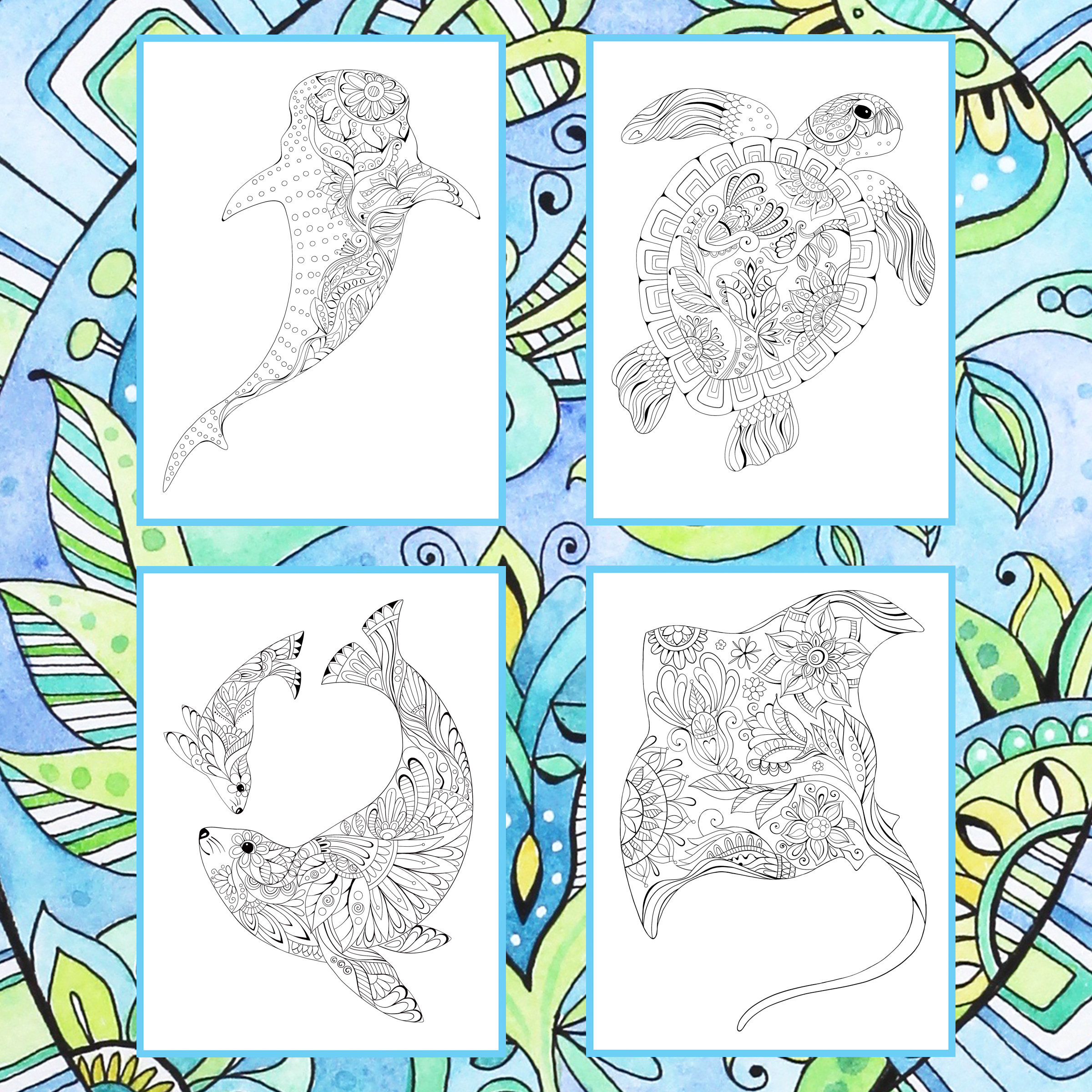 Sea Creature Adult Coloring Book: Beautiful Ocean Creatures for ...