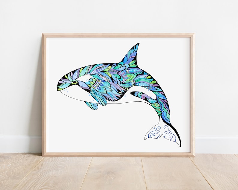Orca Whale Watercolor Art Print, Killer Whale Wall Decor - Etsy