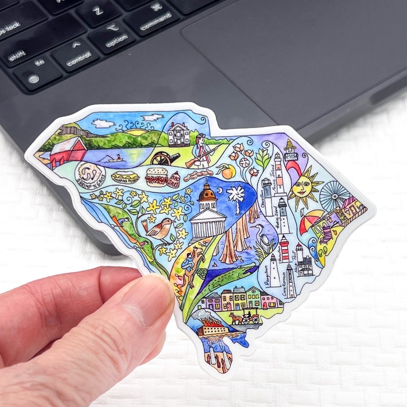 South Carolina Map Vinyl Sticker, Waterproof Laptop Decal bild 2