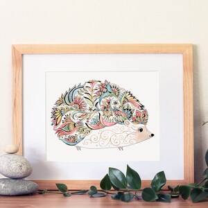 Hedgehog watercolor and ink print, Cute Hedgehog painting, Woodland Animal, Nursery art, Hedgehog art, Woodland animal print
