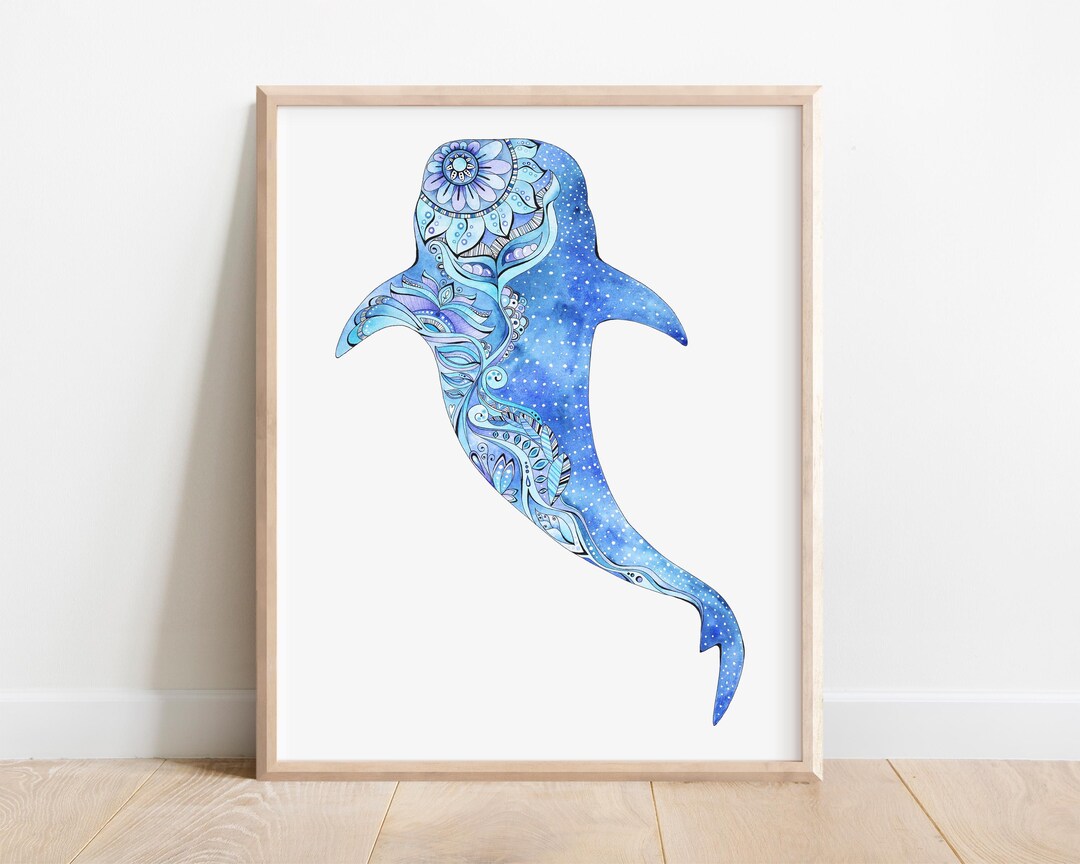 Whale Shark Art Print, Watercolor & Ink, Beach House Decor - Etsy