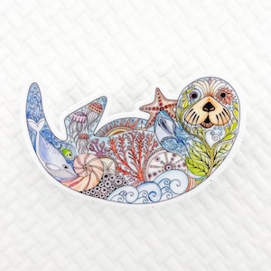 Sea Otter sticker, Sea Otter decal, Laptop decal, phone decal, Otter, Sea Otter vinyl sticker, Animal sticker, car decal, water bottle decal