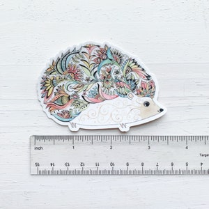 Hedgehog vinyl sticker, Hedgehog decal for Laptop, phone, water bottle, or car, mother's day gift, hedgehog lover gift, woodland animal art image 4
