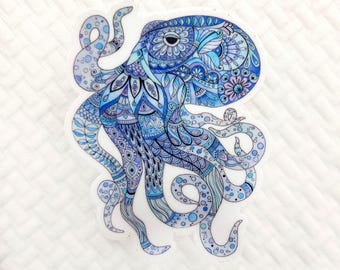 Octopus vinyl sticker, Octopus decal, Laptop decal, phone decal, Octopus sticker, Animal sticker, car decal, water bottle decal
