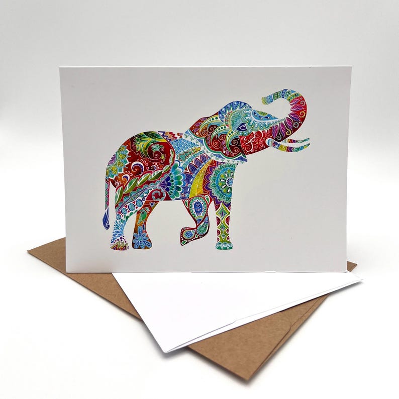 Watercolor Elephant Greeting Cards: Ocean Themed Greeting Card Set ...