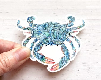 Blue Crab vinyl sticker, crab decal, waterproof sticker for laptop, water bottle, car, stocking stuffer, secret santa gift, Maryland crab