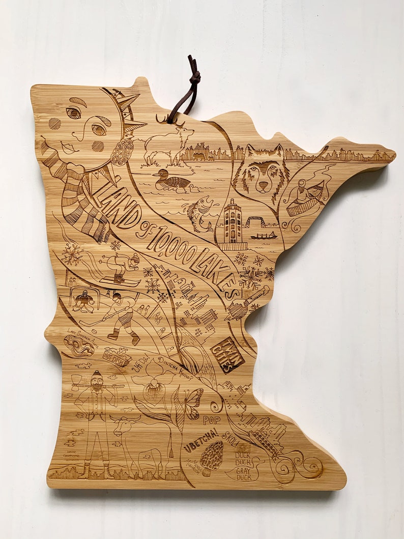 Minnesota shaped cutting board eco friendly bamboo unique Etsy